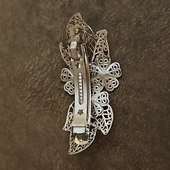 Vintage Silver Floral Filigree Fairycore Barrette - Picture 6 of 6